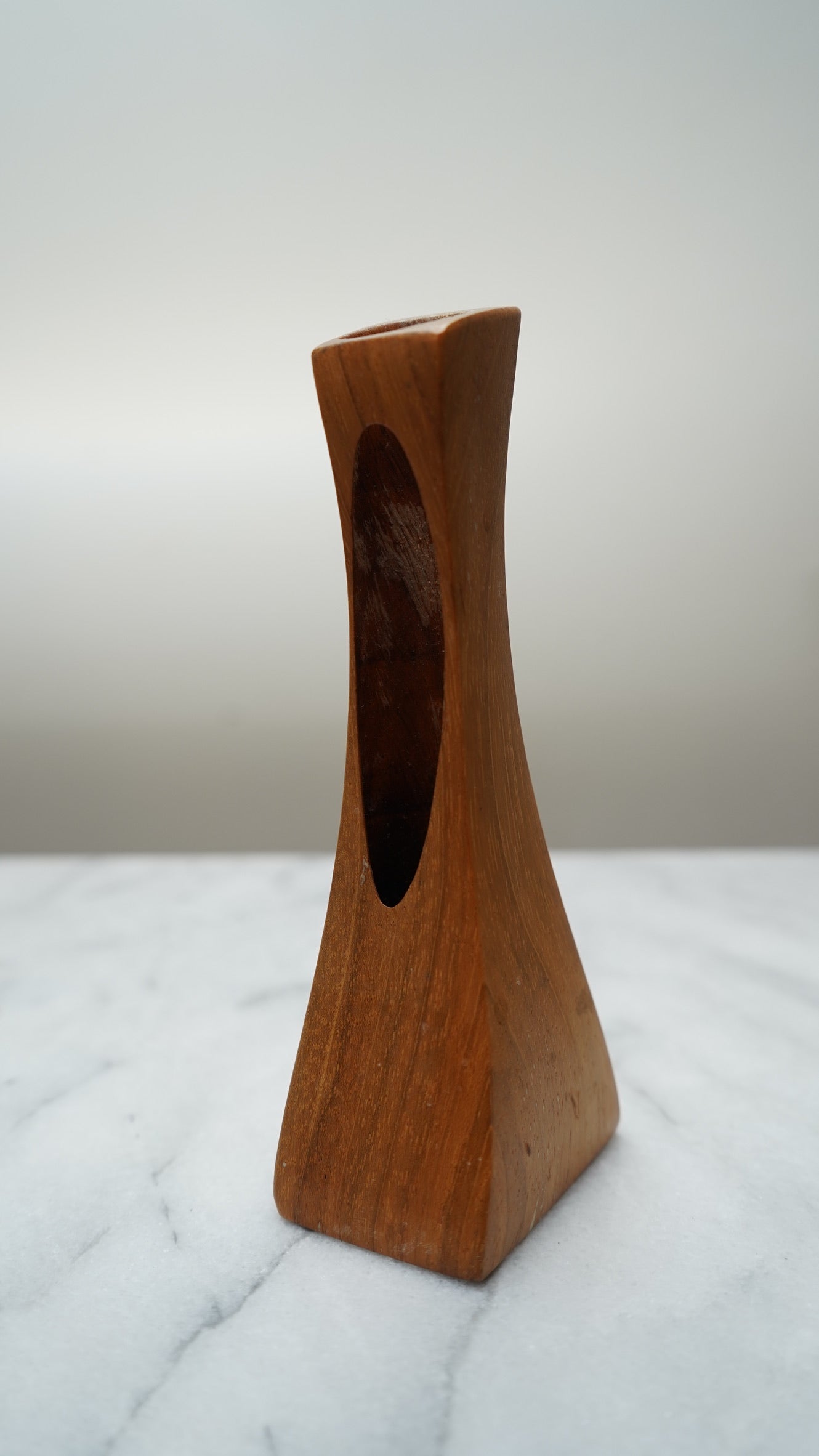 Mid-Century Modern Teak & Glass Bud Vase | Scandinavian Design, 1960s