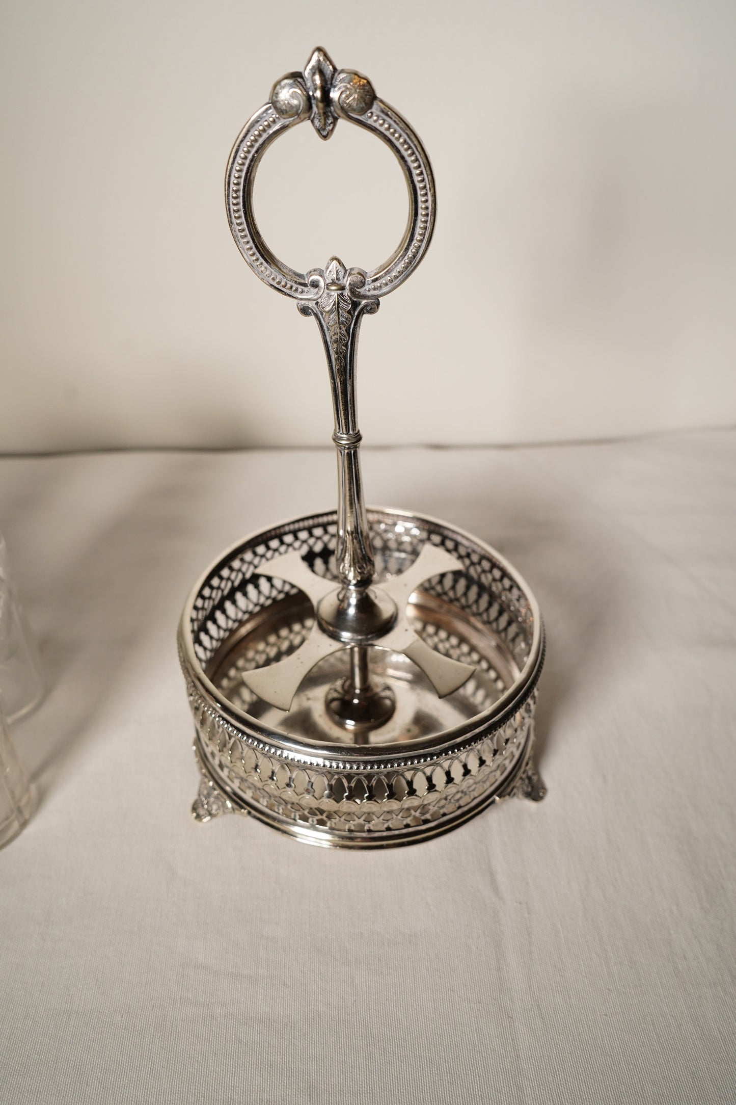 Antique Victorian Silver Plated Cruet Set with Four Cut Glass Bottles, English, c. 1880–1910