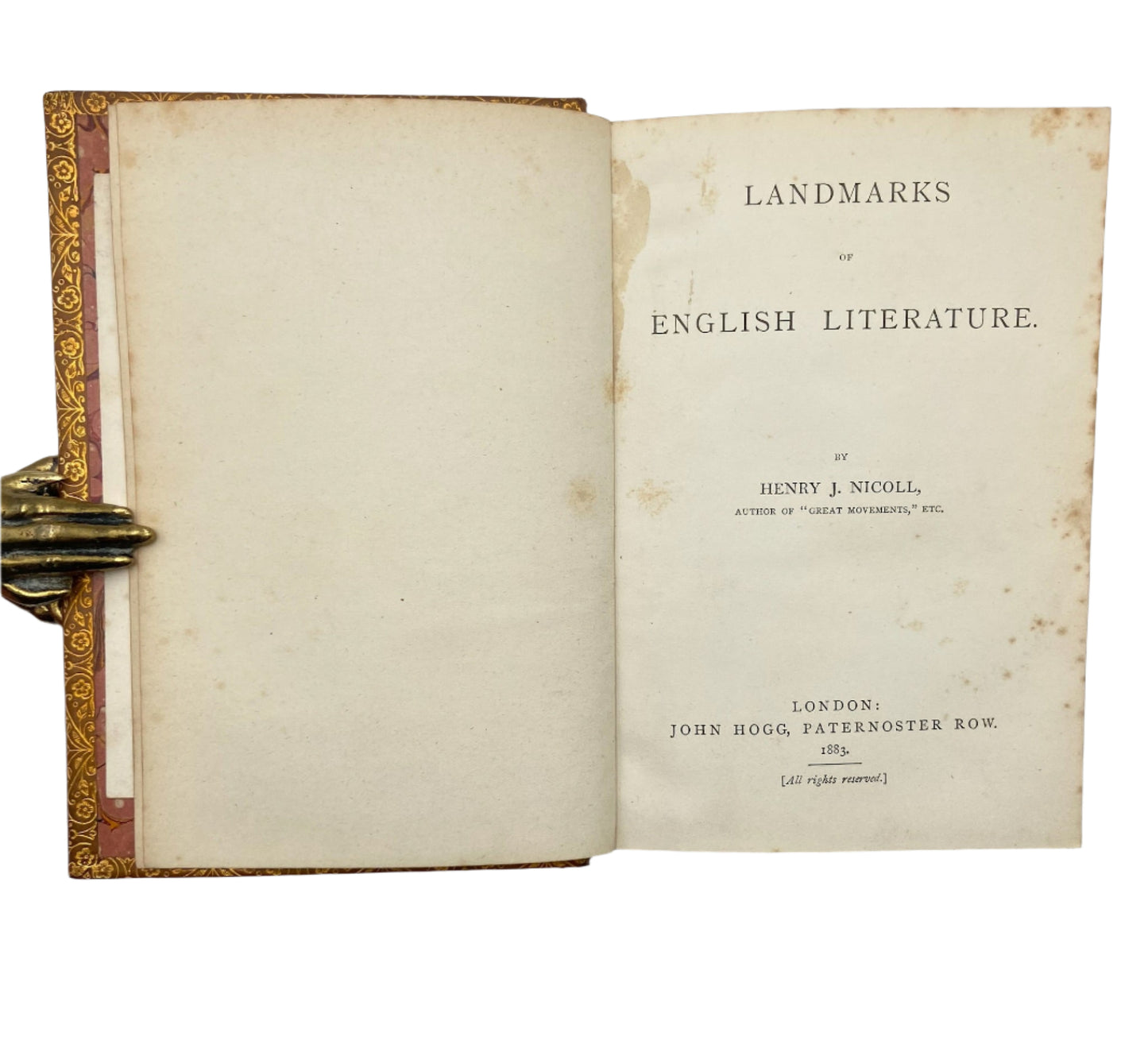 1883 "Landmarks of English Literature" Brown Full Leather Book