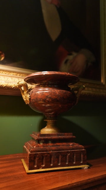 Pair of Napoleon III Rouge Royal Marble Urns, Circa 1852-1870