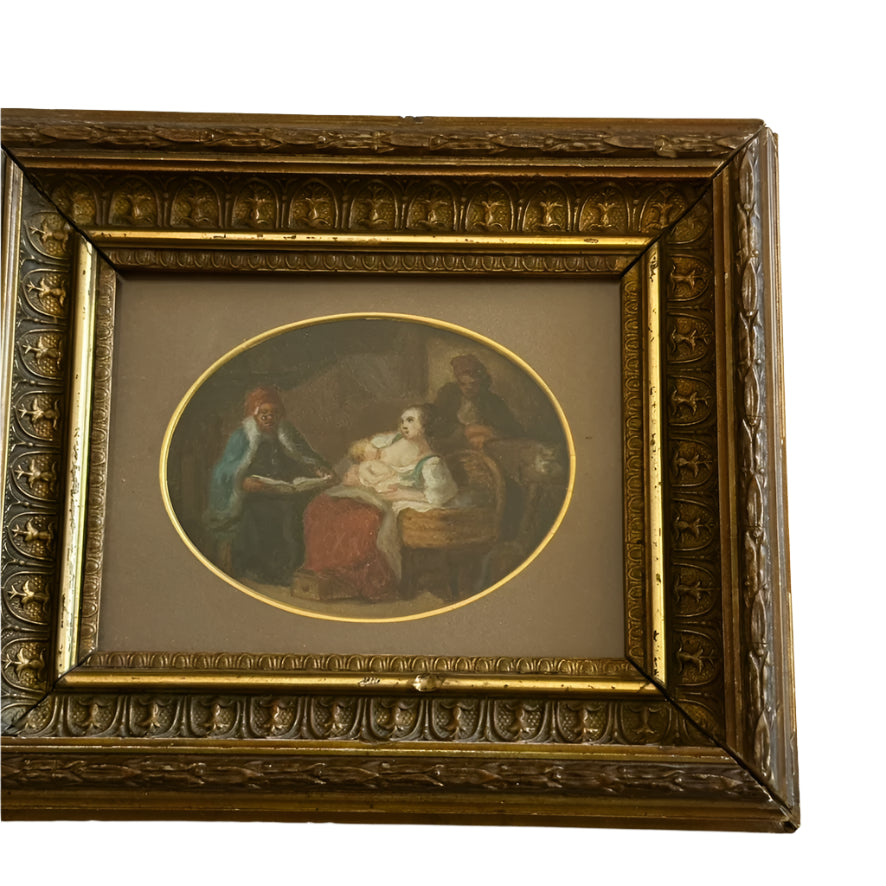 Early Victorian Miniature Oil Painting – In the Style of George Cattermole