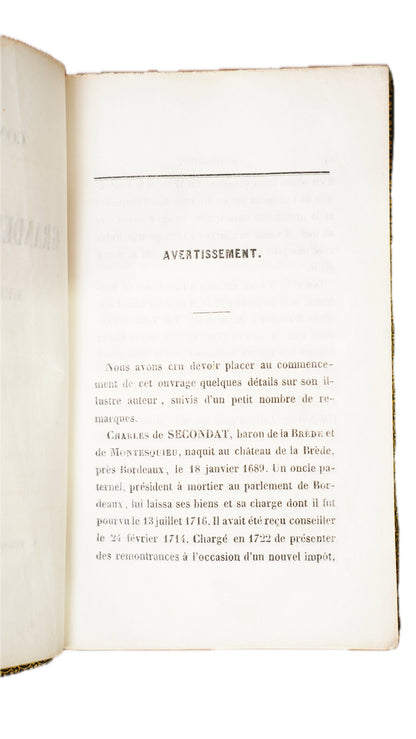 Montesquieu Grandeur des Romains 1846 Antique French Prize Binding