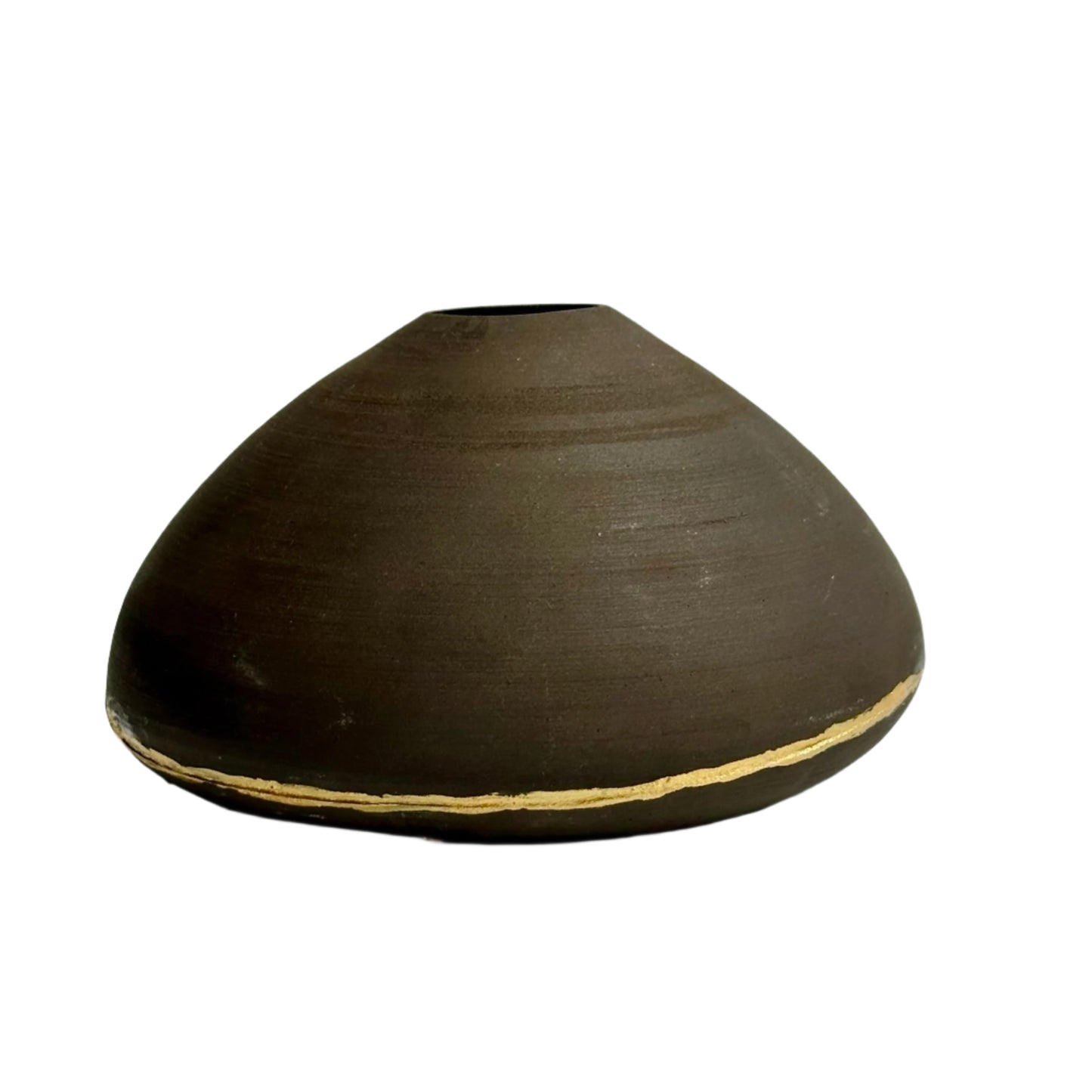 Studio Pottery Vase with Kintsugi-Style Gilded Repair | Signed by Artist, Organic Modern Form