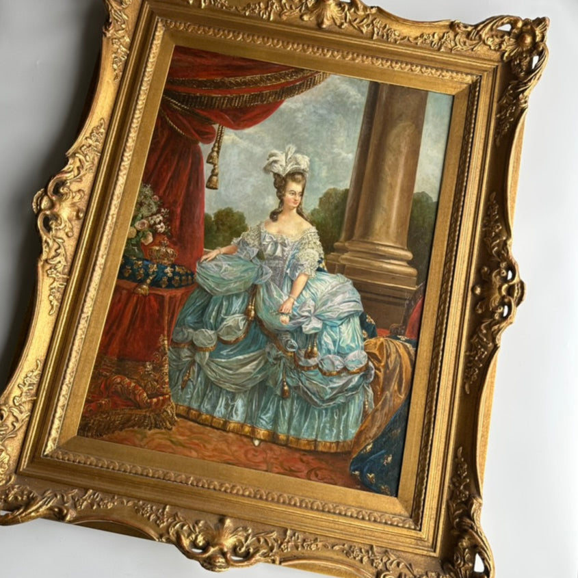 19th Century Portrait of Marie Antoinette, Oil on Board Painting