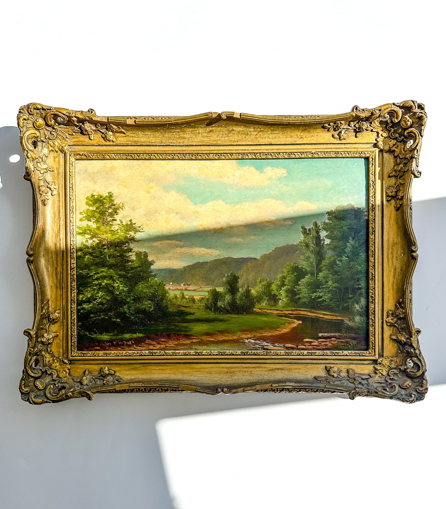 Antique European Landscape Oil on Board Painting