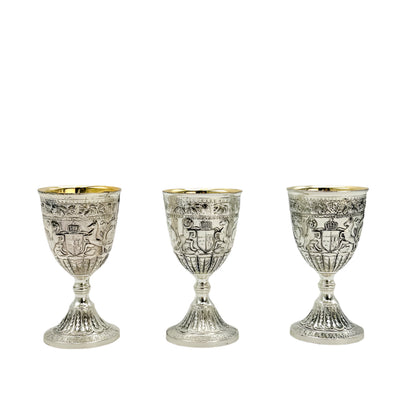 Vintage Miniature Silver Plated Goblet with Heraldic Motifs