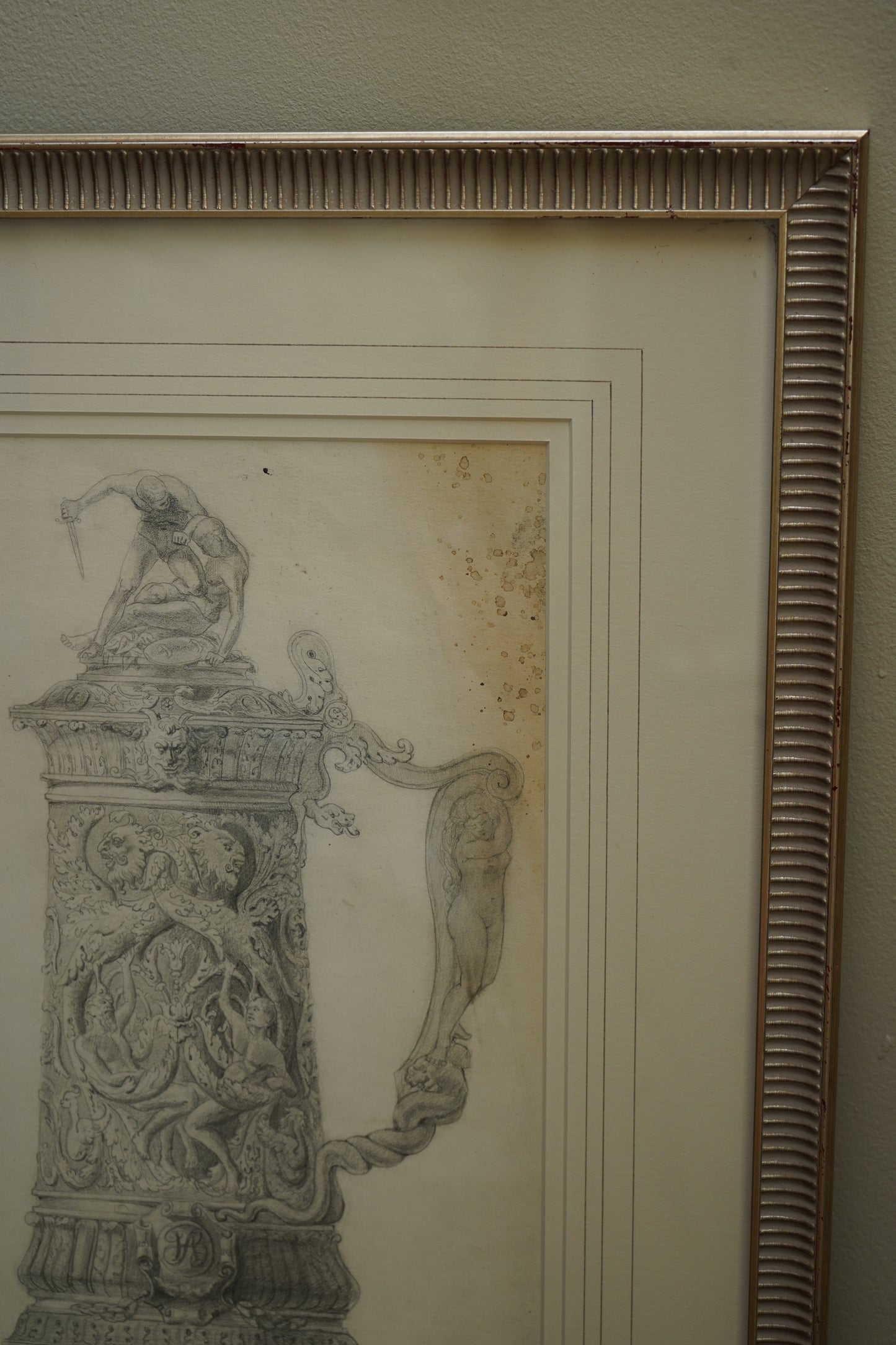 Henry Bouvet (French, 1859–1945) – Study of a Tankard, Signed Pencil Drawing on Paper, Framed