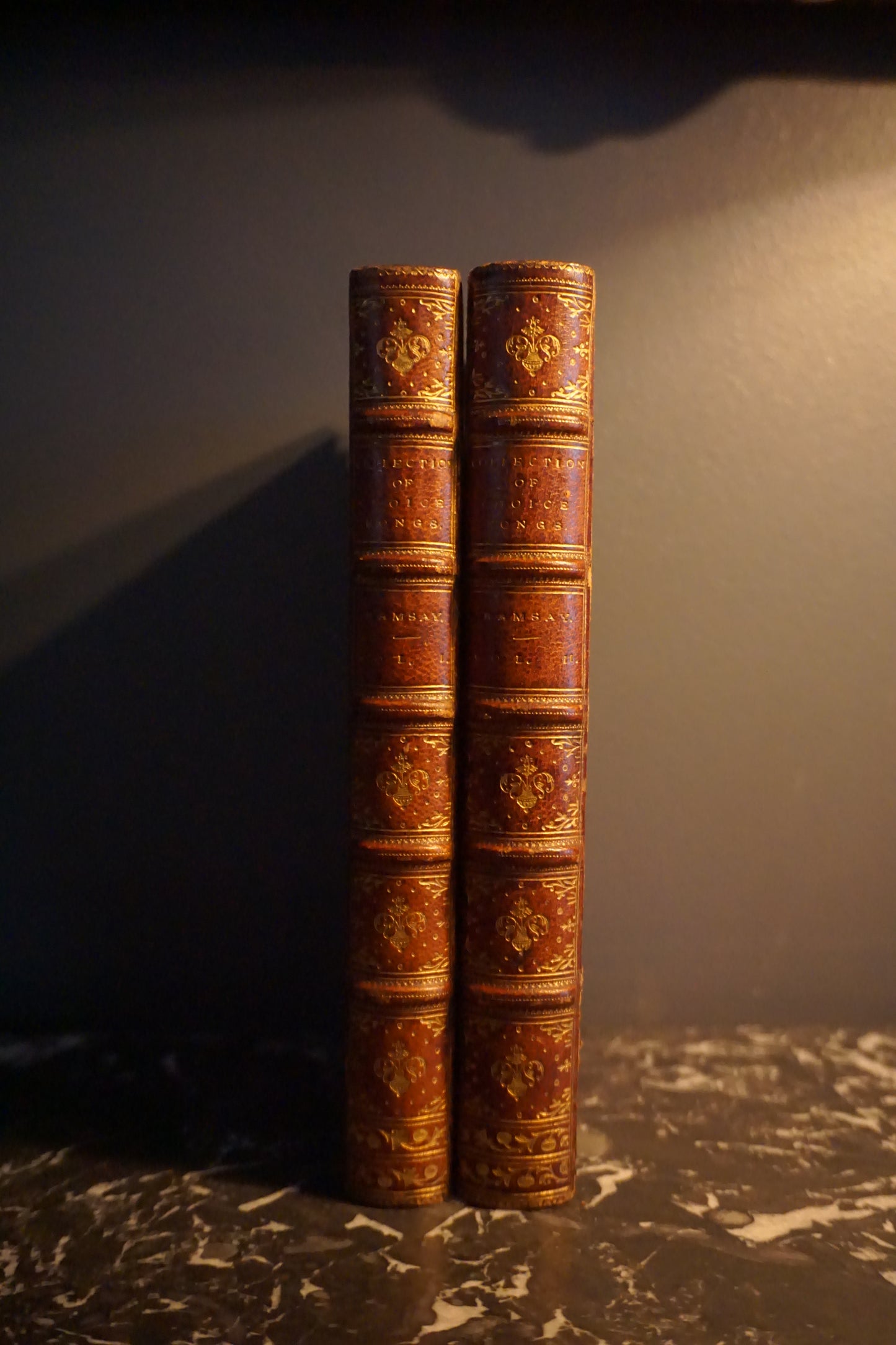 2 Volumes 1871 "A Collection of Choice Songs Scots & English" Purple Half Leather Book