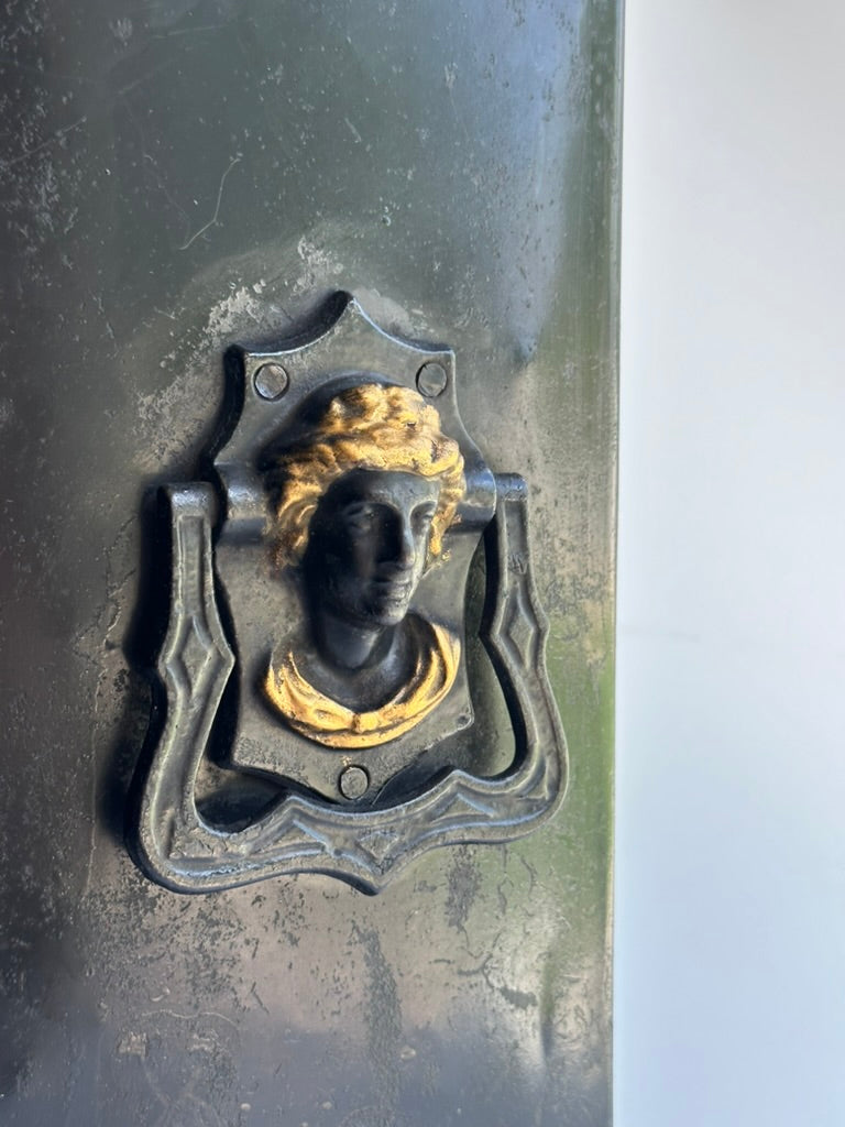 Antique European Hand‑Painted Tole Coal Scuttle | Victorian Fireplace Bucket, c.1880