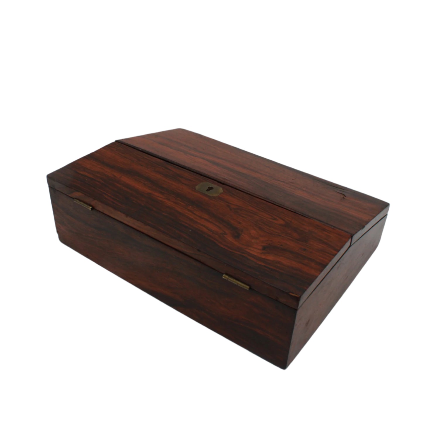 Antique Rosewood Writing Slope with Velvet Writing Surface and Inscriptions, Mid-19th Century