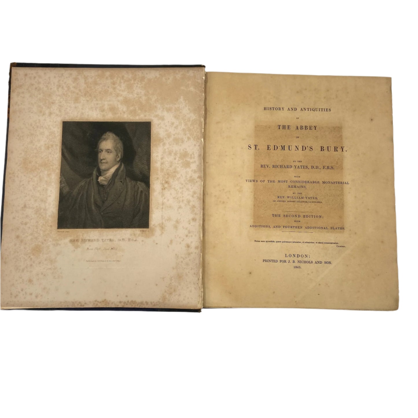 1805 "The History and Antiquities of the Abbey of St. Edmund’s Bury" Half Blue Leather Book