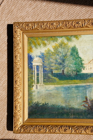 Antique Signed European Country House Oil Painting, Circa 1900