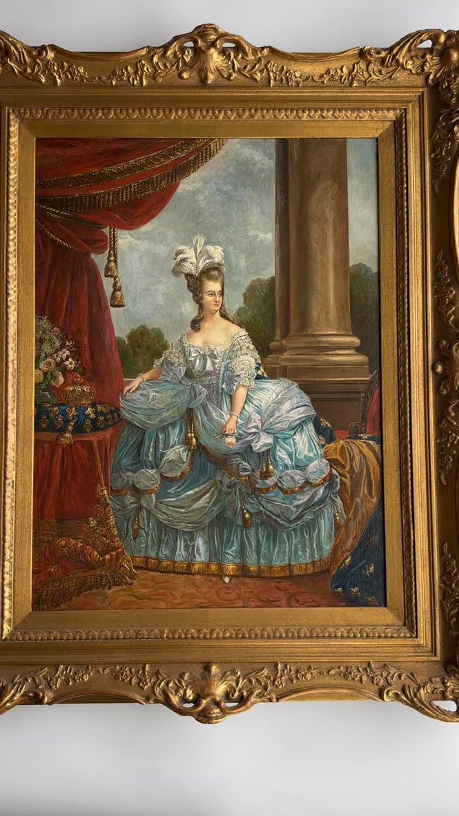 19th Century Portrait of Marie Antoinette, Oil on Board Painting