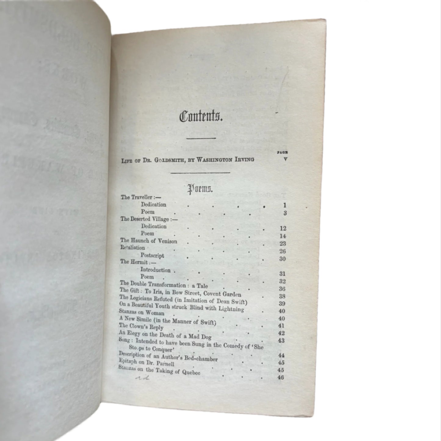 Antique Poetry Red Leather Book "The Works of Oliver Goldsmith"