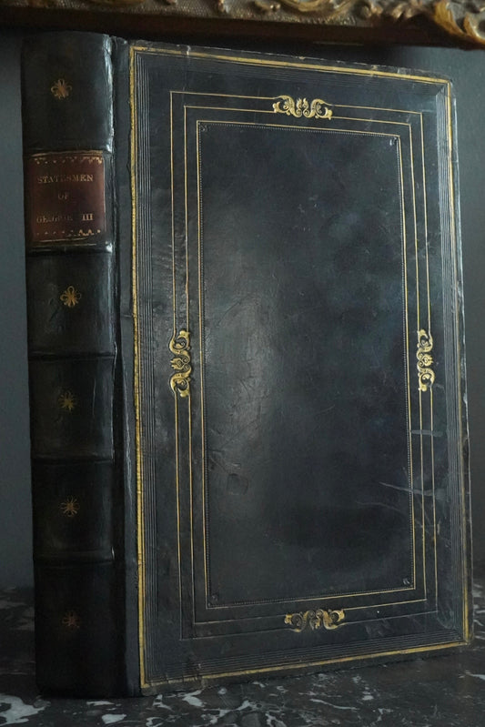 1840 Leather-Bound Political History Book — Statesmen of the Time of George III