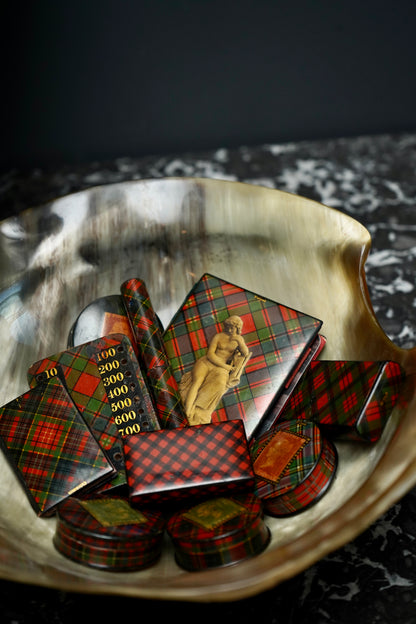 Victorian Scottish Tartanware Stamp Boxes with Queen Victoria Motifs, M'Lean