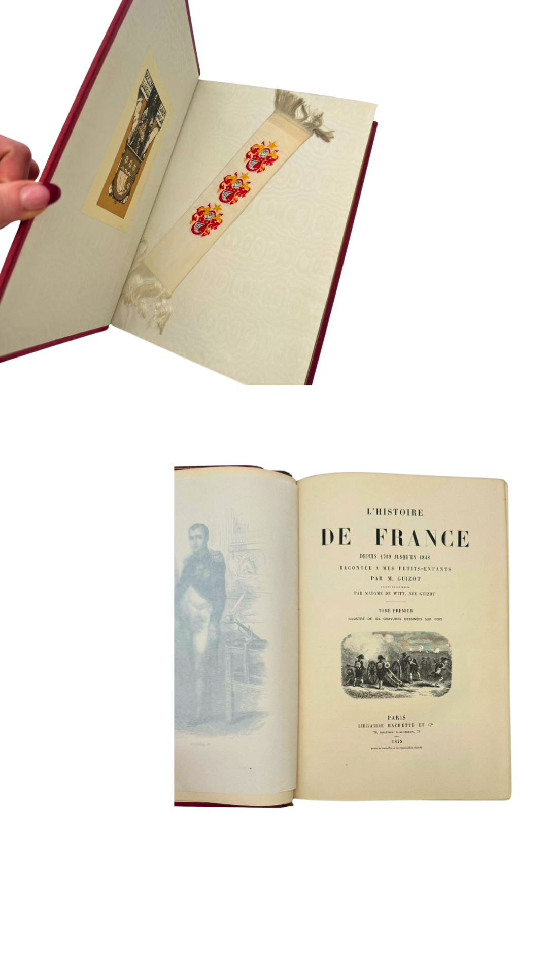 Complete in Two Volumes 1878 "History of France" French Full Leather Books