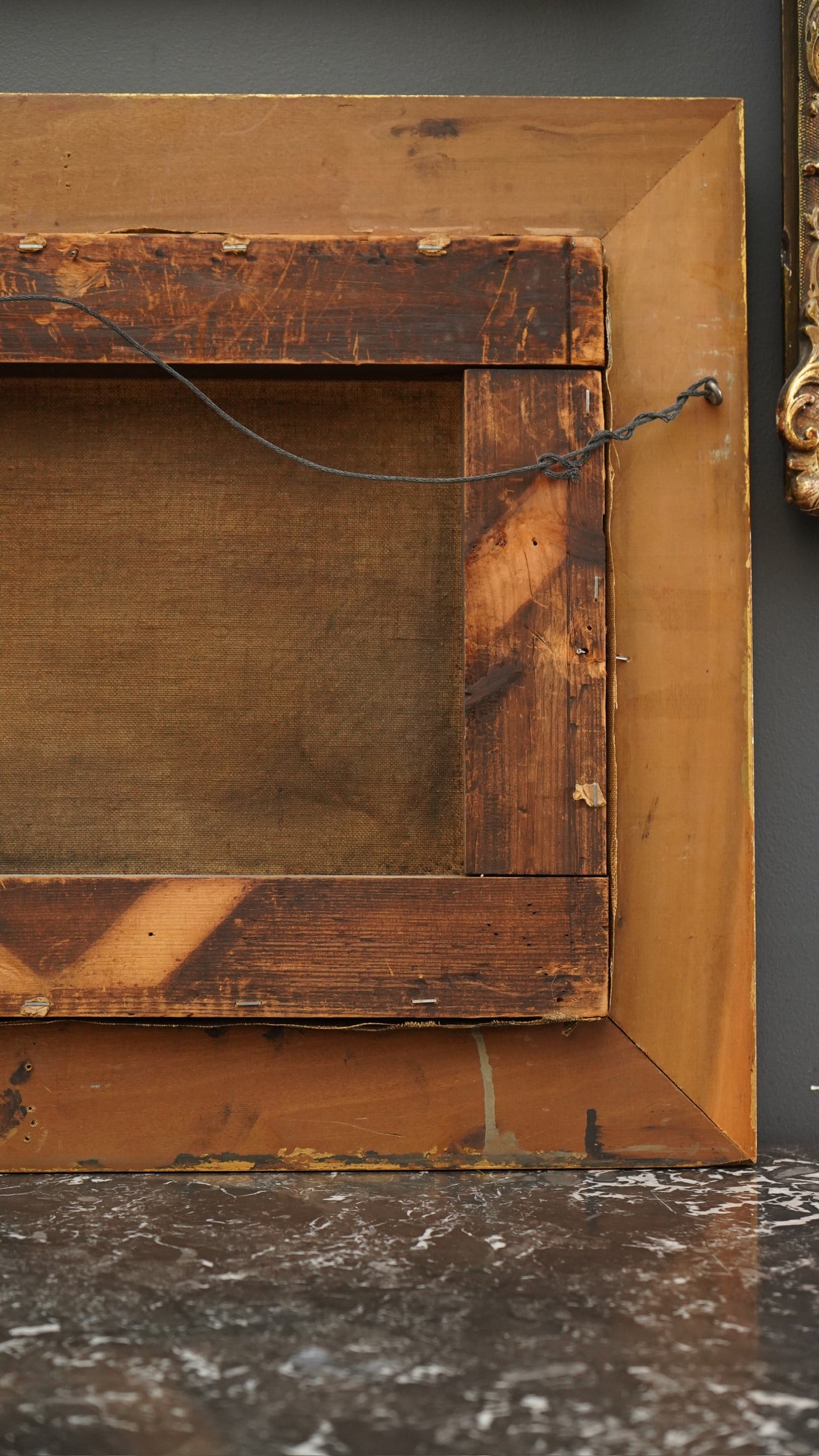 1894 Dutch Winterscape Oil Painting with Monogram in Antique Gilt Victorian Frame