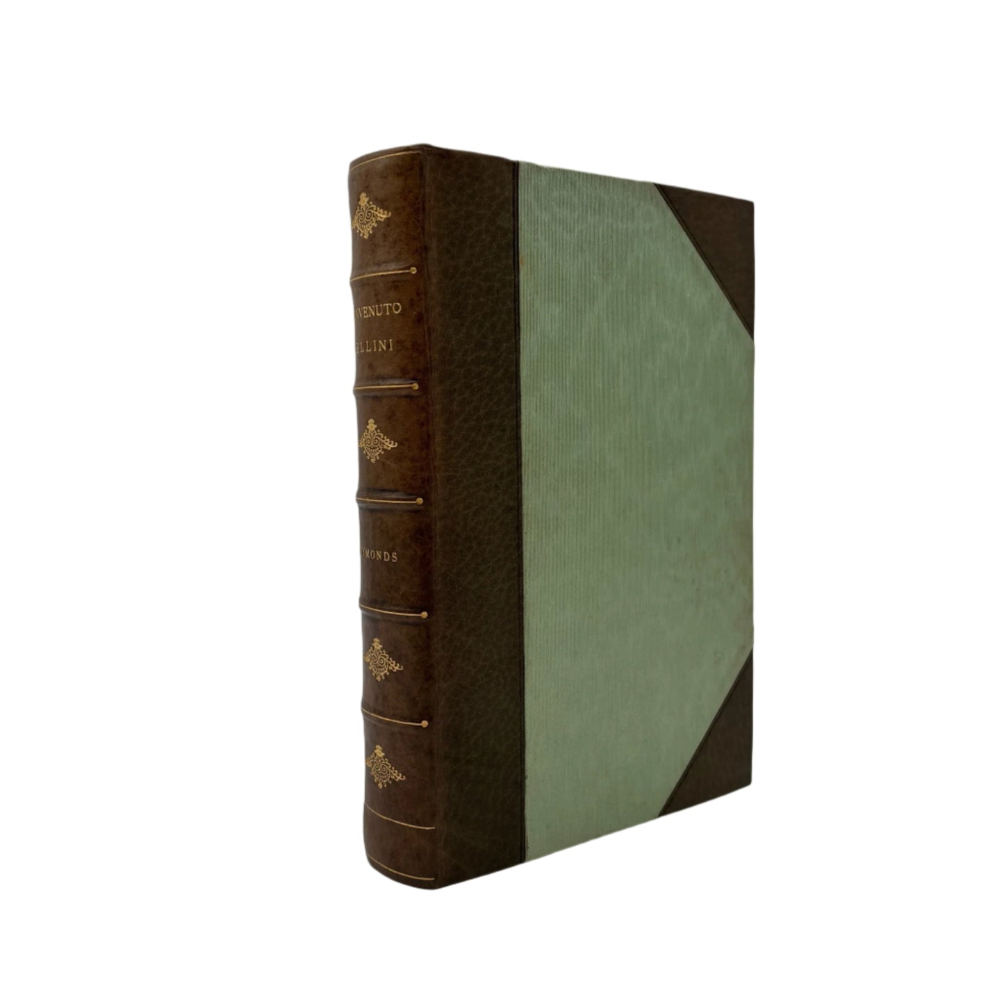 1911 "The Life of Benvenuto Cellini" Green Half Calf Leather Book, Illustrated