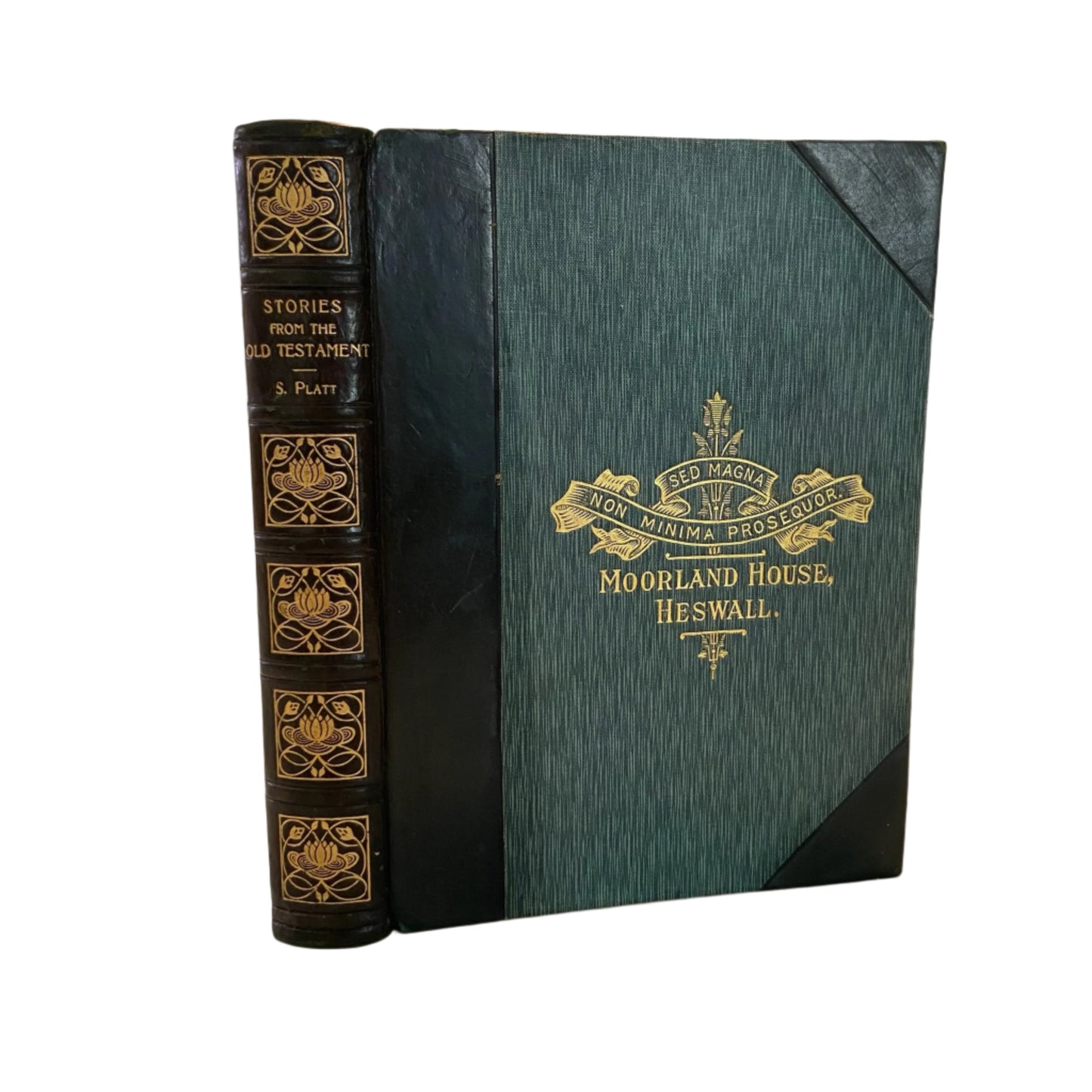 1908 Stories from the Old Testament by S. Platt, Religious Gift Book with Gilt Moorland House Prize Binding and Art Nouveau Spine