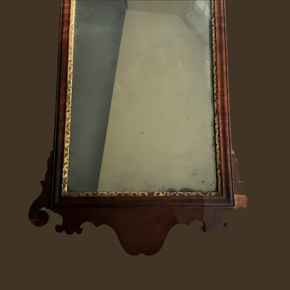 Early 19th Century Federal-Chippendale Style Wall Mirror with Mahogany Veneer and Gilt Details