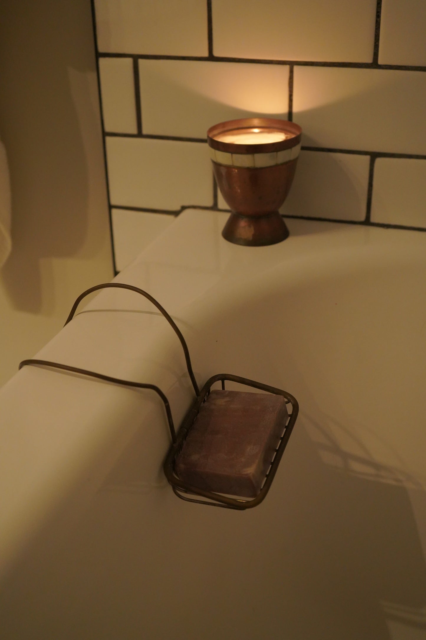 Antique Brass Tub-Mounted Soap Holder Basket