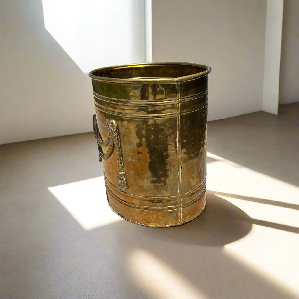Vintage Brass Planter with Neoclassical Rope Design