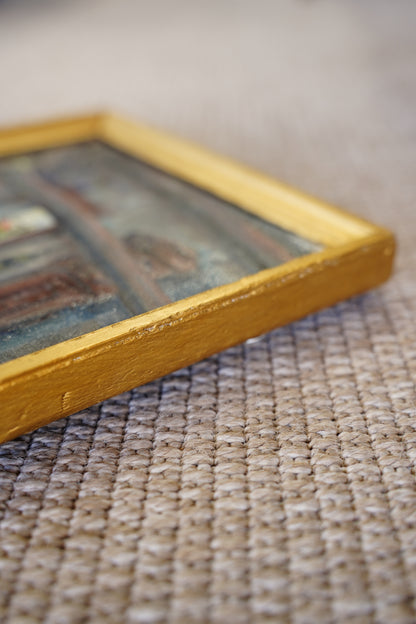 Vintage Flemish Interior Oil Painting, Cottage Doorway with Geranium