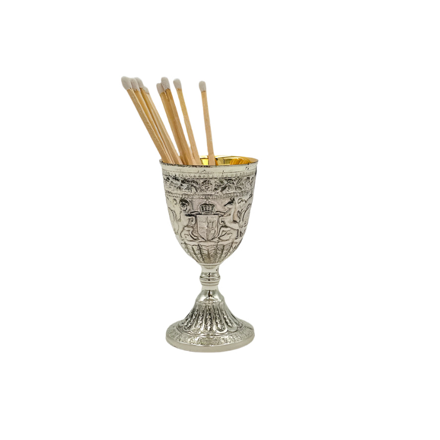 Vintage Miniature Silver Plated Goblet with Heraldic Motifs