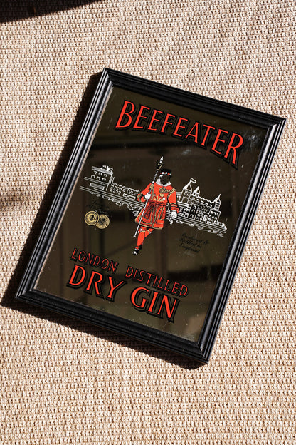 Vintage Beefeater Dry Gin Advertising Bar Mirror