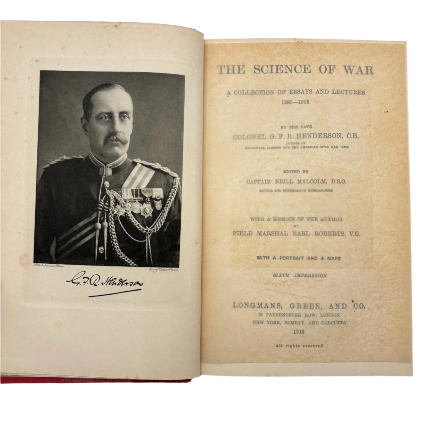 1913 "The Science of War" Red Half Leather Book