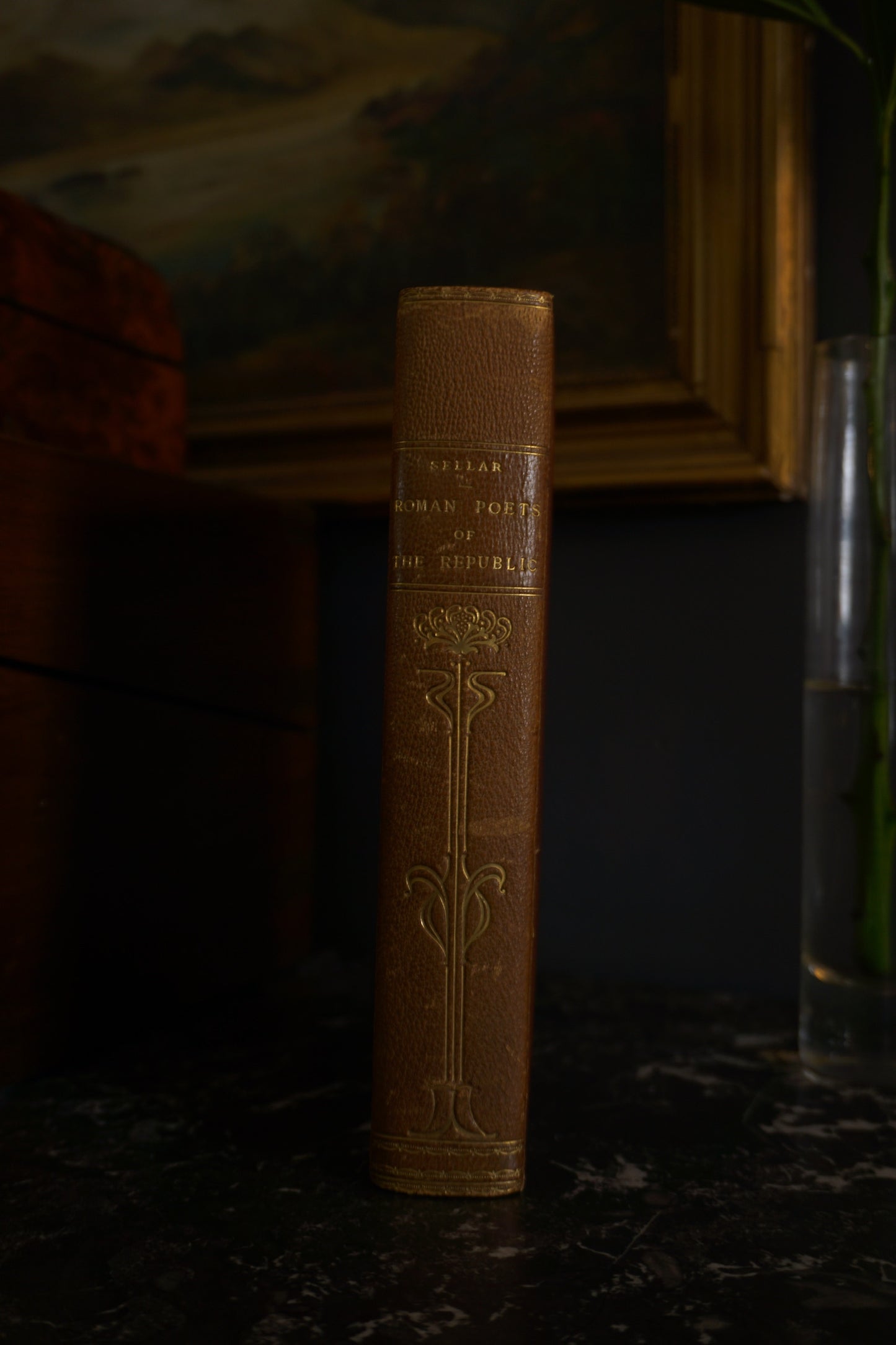 1839 "The Roman Poets of the Republic" Brown Full Leather Book