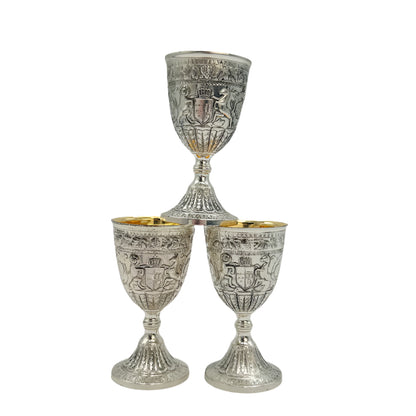 Vintage Miniature Silver Plated Goblet with Heraldic Motifs