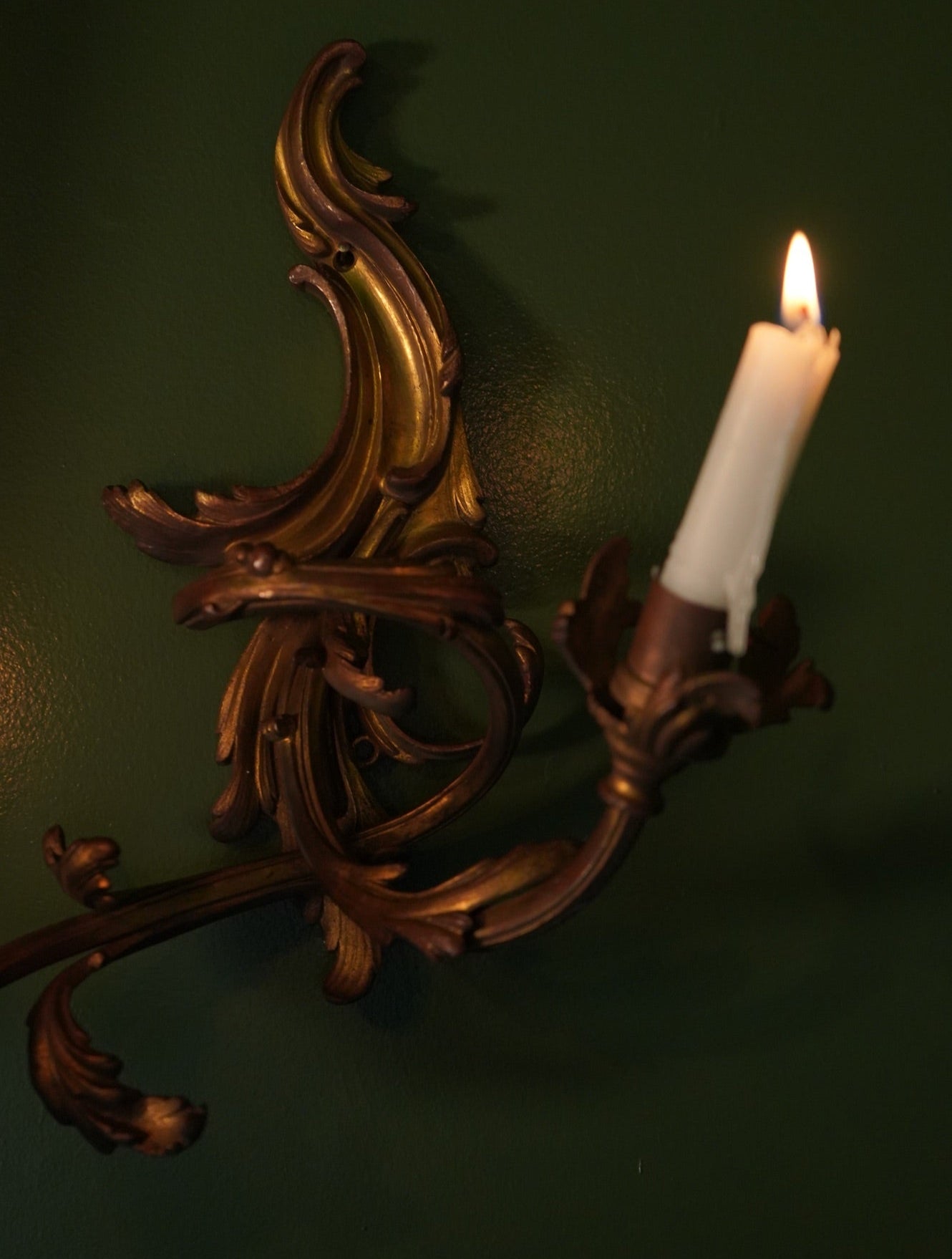 Antique French Rococo Gilt Bronze Wall Sconces (Pair) | Antique French Bronze Wall Lighting