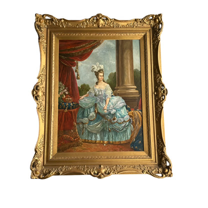 19th Century Portrait of Marie Antoinette, Oil on Board Painting