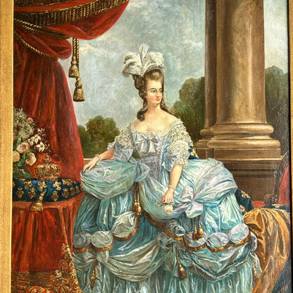 19th Century Portrait of Marie Antoinette, Oil on Board Painting