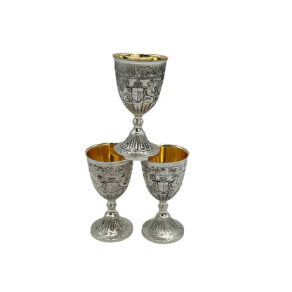 Vintage Miniature Silver Plated Goblet with Heraldic Motifs