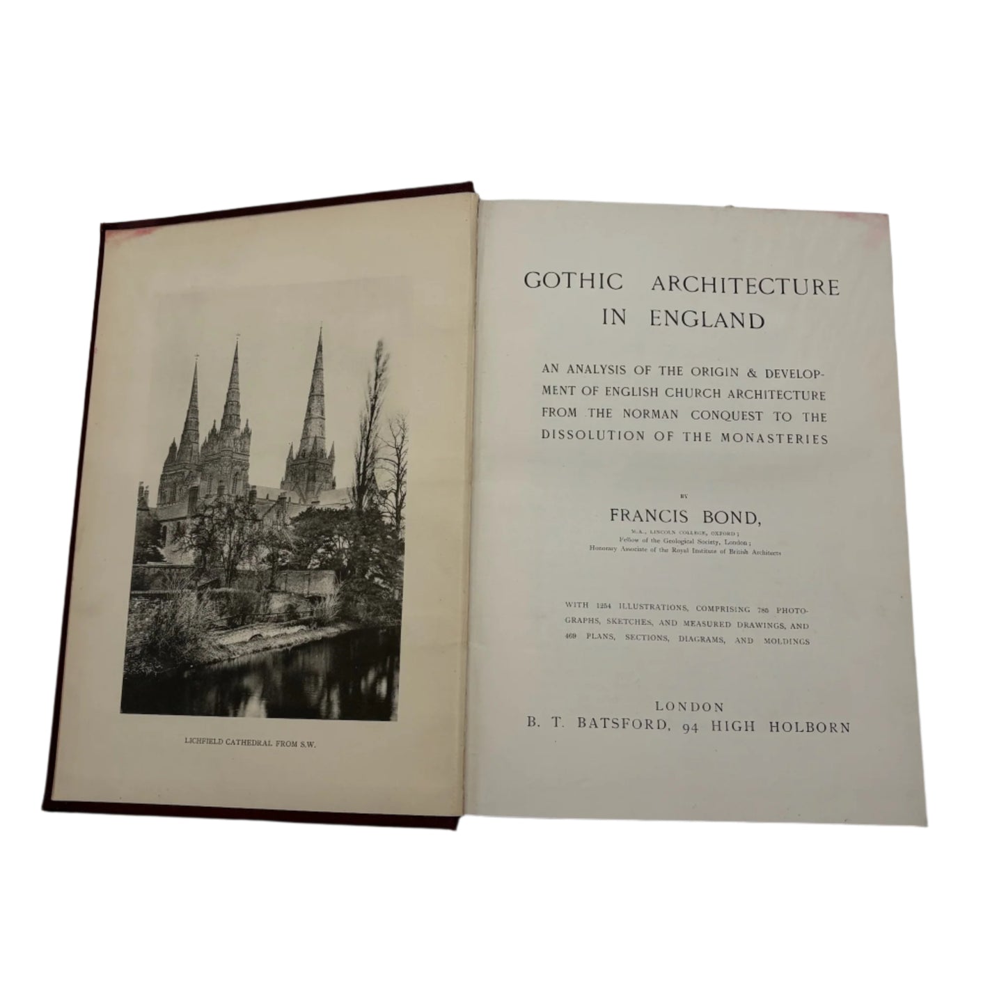 1912 Gothic Architecture in England by Francis Bond Illustrated Architectural History Book