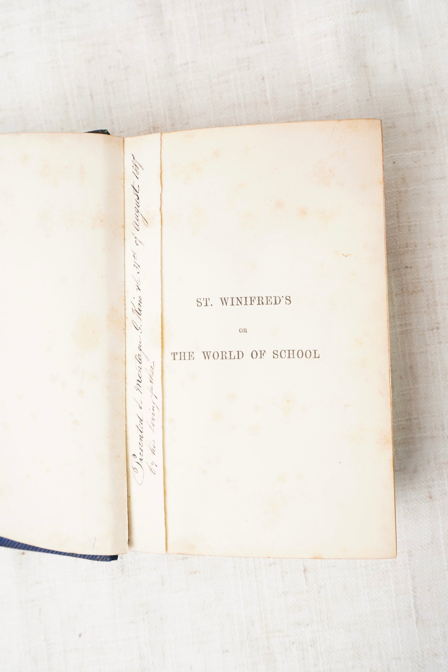Antique St. Winifred's Blue Calf Bound Victorian School Novel, 1879