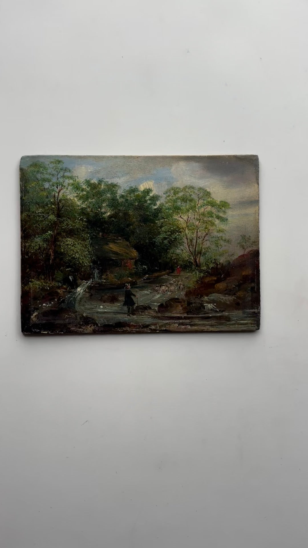 Circa 1860 English Primitive Oil on Panel Painting