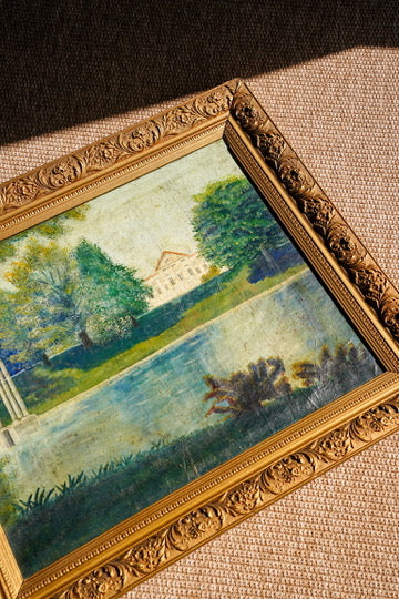 Antique Signed European Country House Oil Painting, Circa 1900