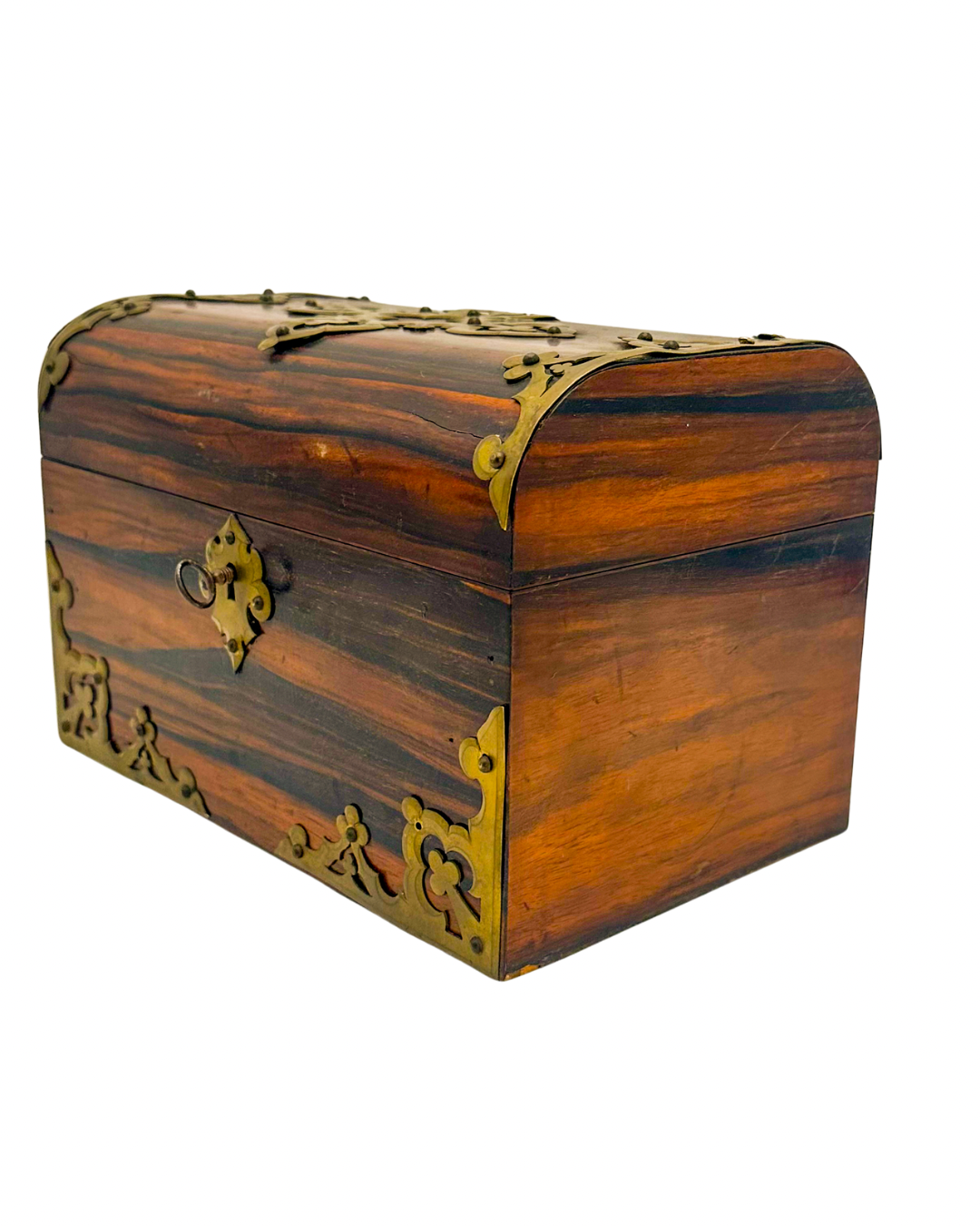 Antique Georgian Rosewood Domed Tea Caddy with Brass Mounts, Circa 1820-1830