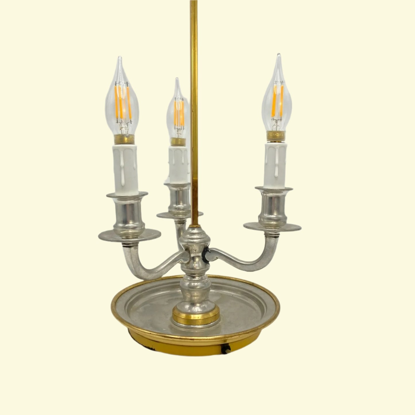 Vintage French Bouillotte Lamp with Maroon Metal Shade