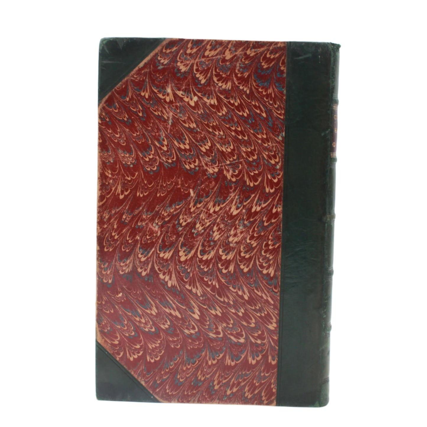 Antique 1838 "The English Gardener" Half Dark Green Leather Book, Highly Illustrated with Fold Out