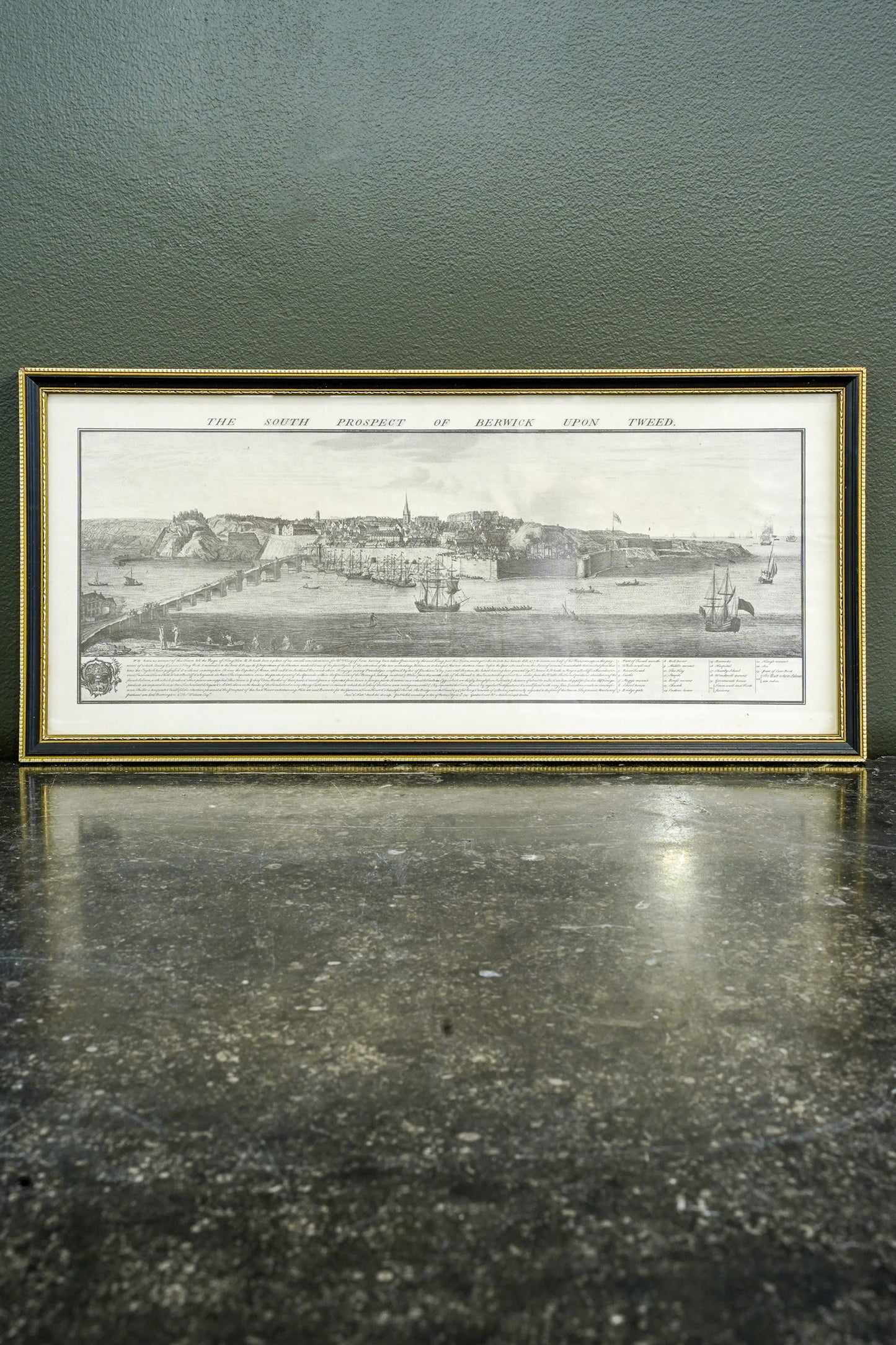 Antique Engraving South Prospect of Berwick Upon Tweed, 1745