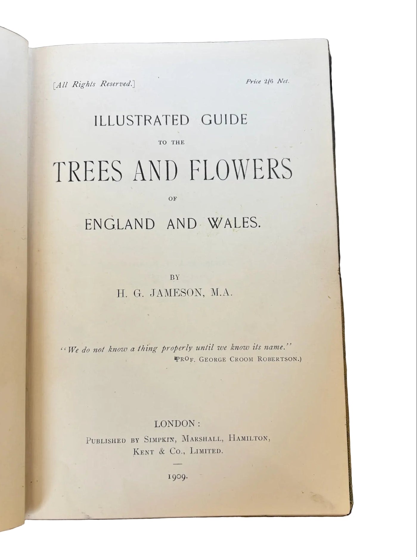 Antique H.G. Jameson Trees and Flowers of England and Wales 1909 Illustrated Guide