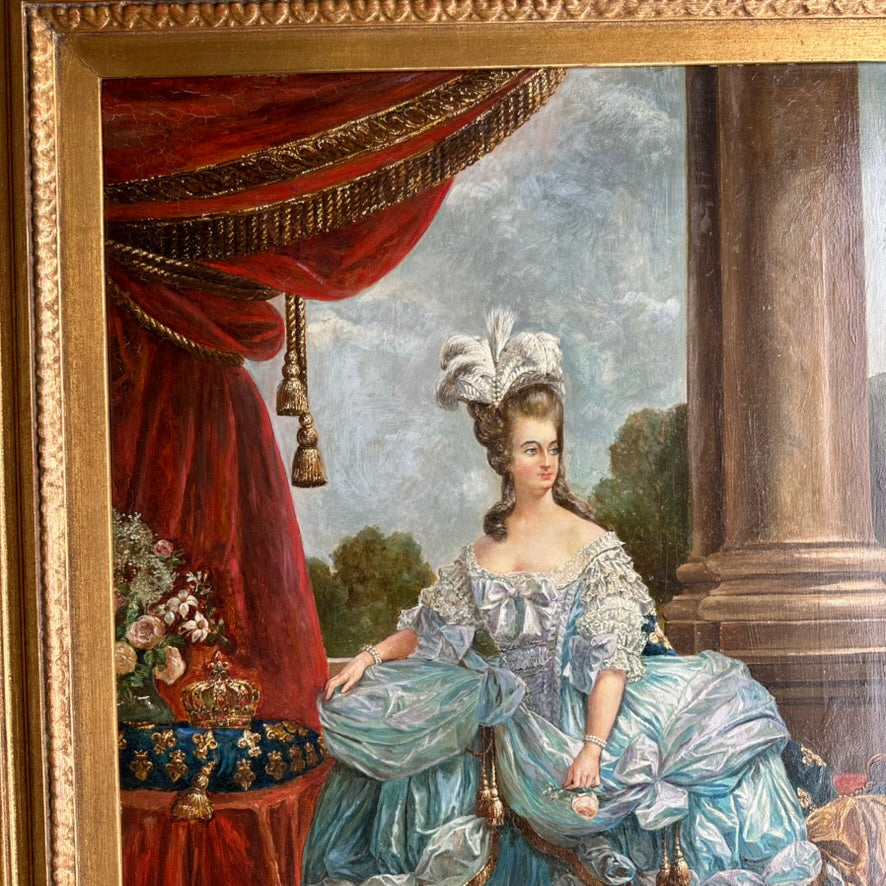 19th Century Portrait of Marie Antoinette, Oil on Board Painting