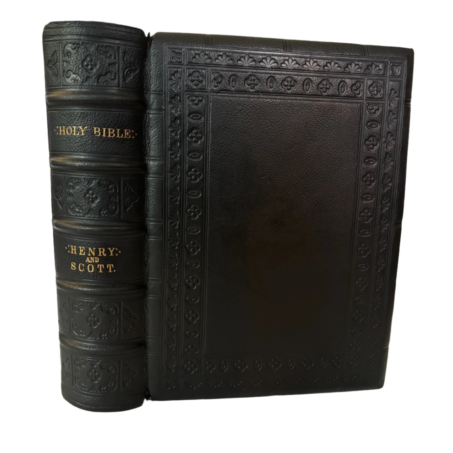 XL "Holy Bible" Black Full Leather Book