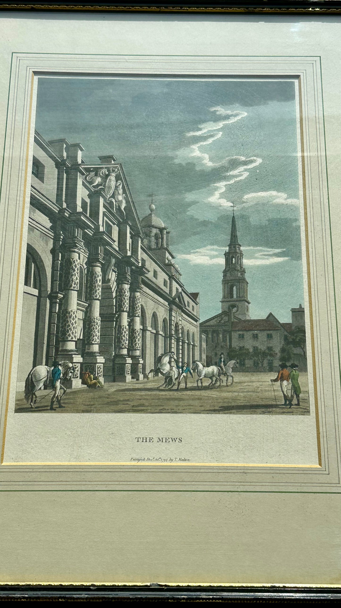 1794 "The Mews" Hand Colored Aquatint Print by Thomas Malton the Younger (1748-1804)