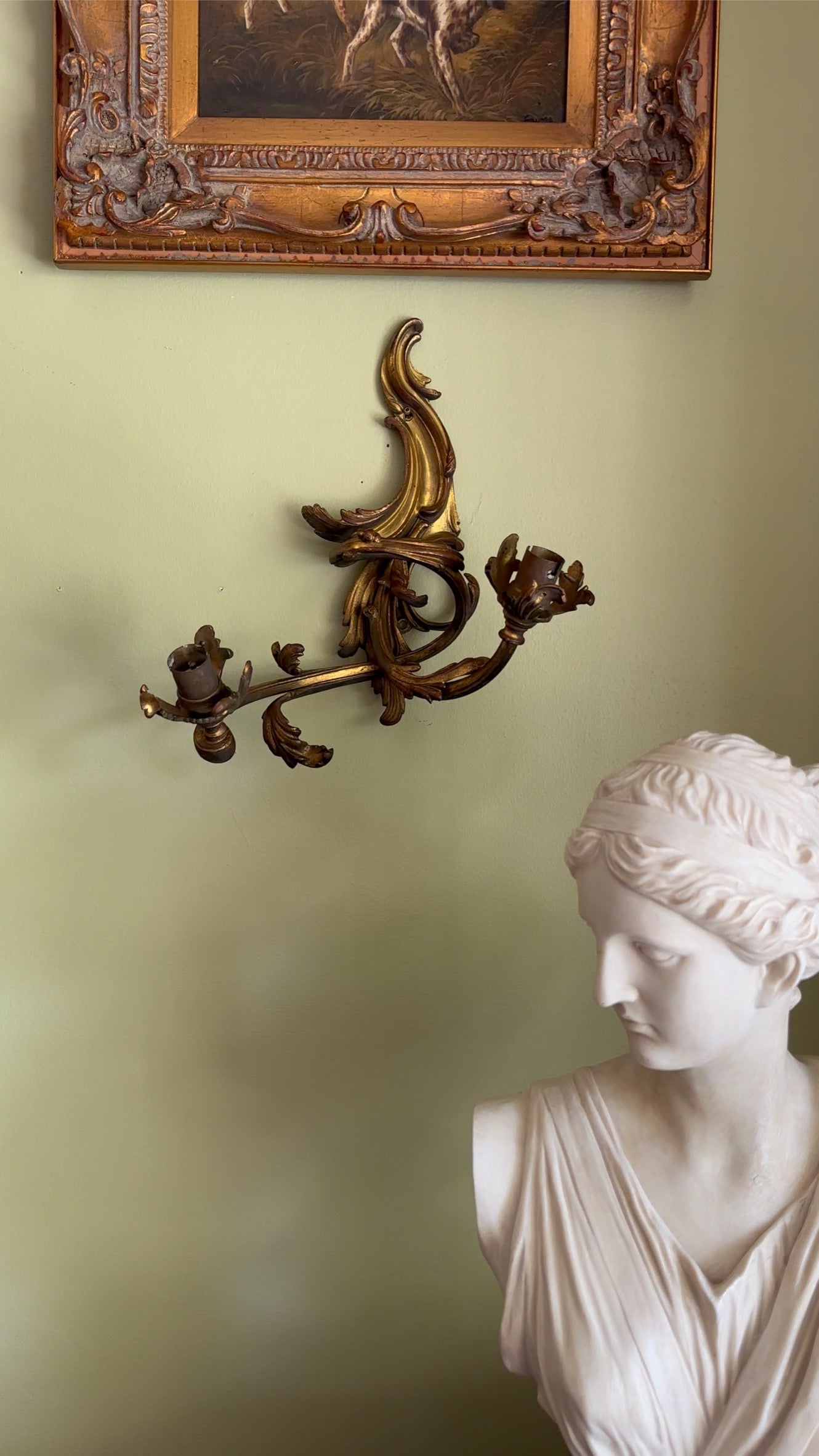 Antique French Rococo Gilt Bronze Wall Sconces (Pair) | Antique French Bronze Wall Lighting